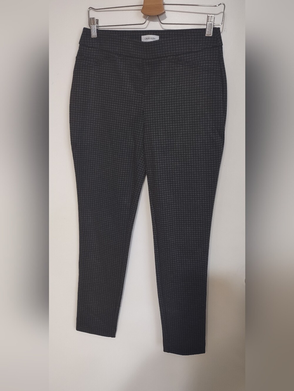 Calvin Klein Black Micro-Pattern Skinny Ponte Pants